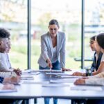 executive level team conducting meeting